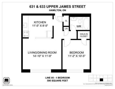 A floor plan for a home at 631 & 633 Upper James Street, Hamilton, ON.